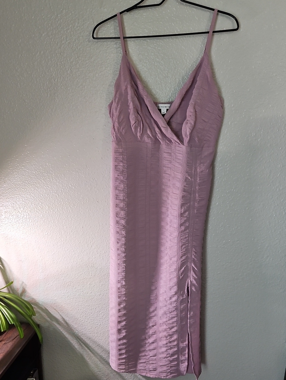 AND NOW THIS Lilac Textured V-Neck Midi Dress Slit Size L